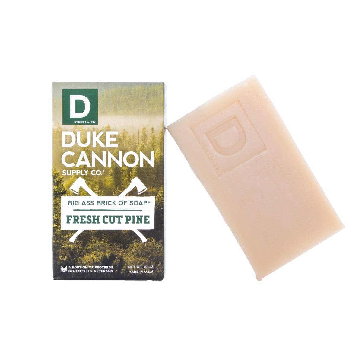 duke cannon box next to bar of soap