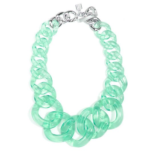 mint green link necklace