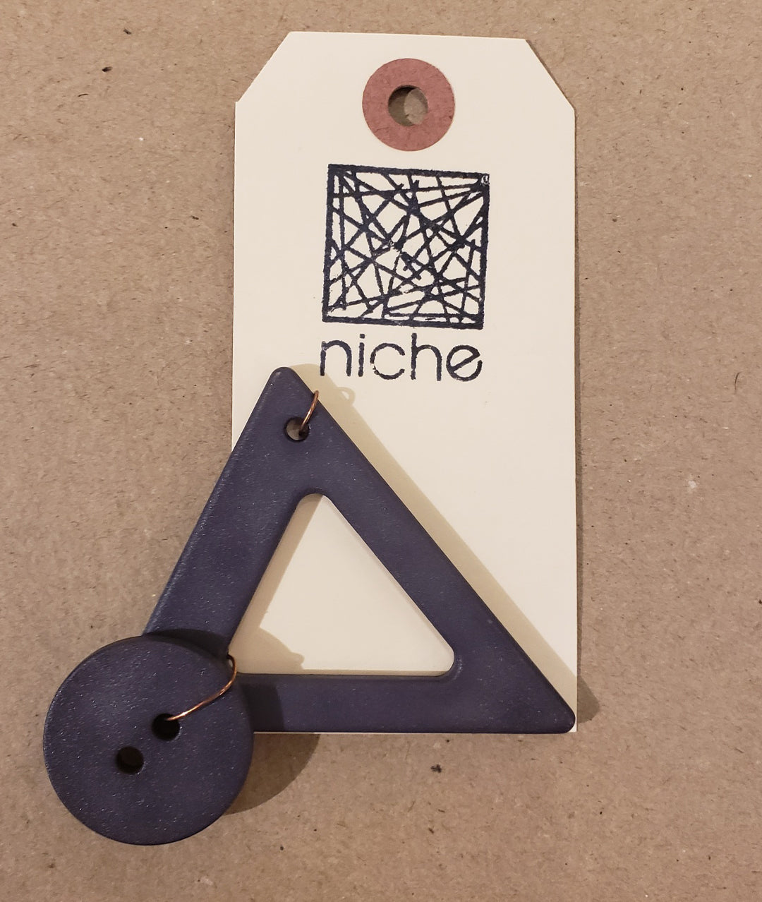 purple triangular button on a Niche card