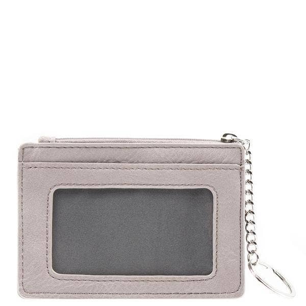 grey keychain wallet