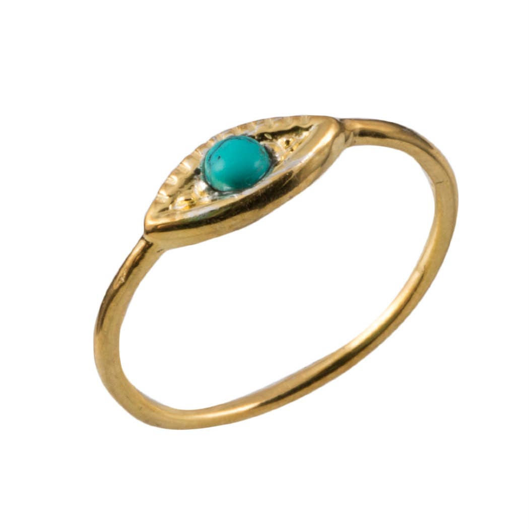 18K vermeil turquoise ring against a white background