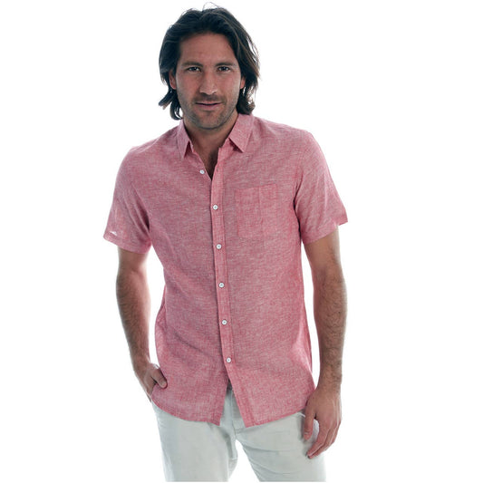 Men’s Short Sleeve Linen Shirt - Red