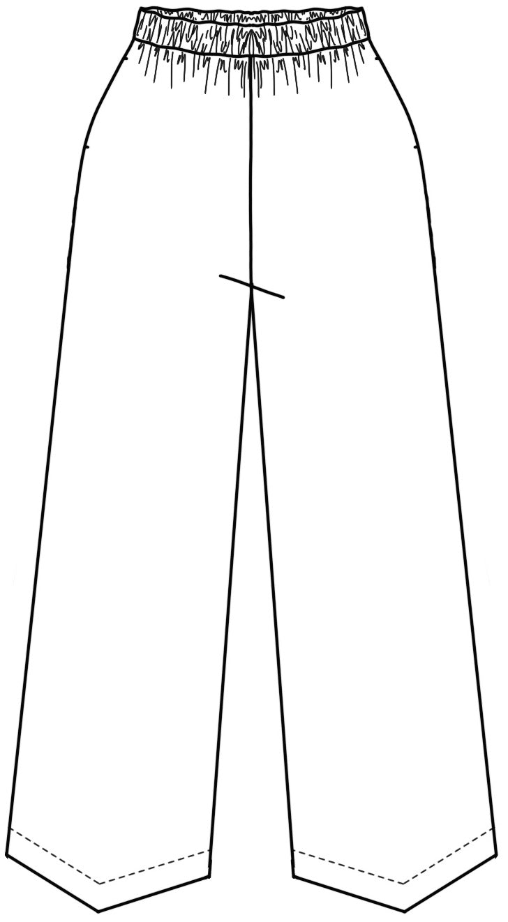 flat drawing of a pant with pointed hem