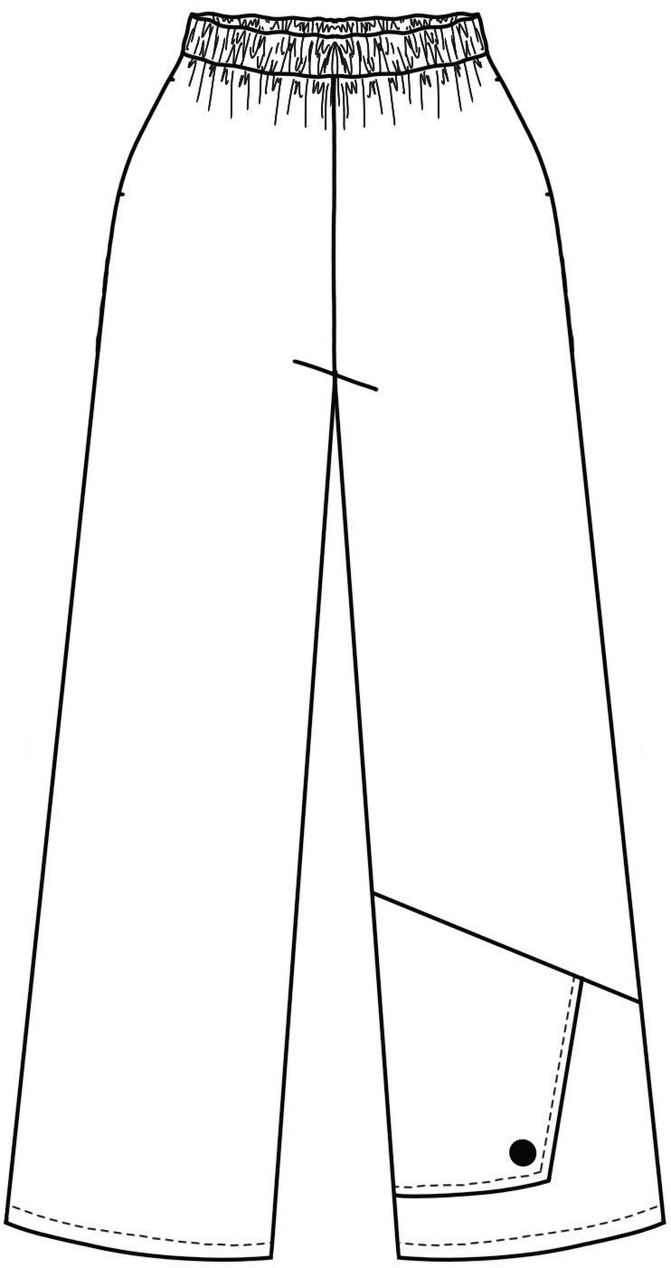 flat drawing of a pant with button detail