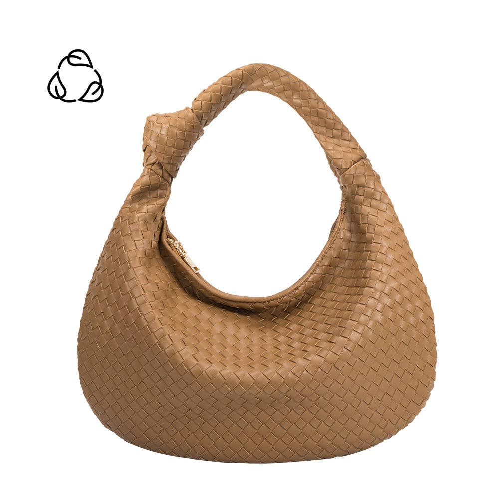 tan braided shoulder bag