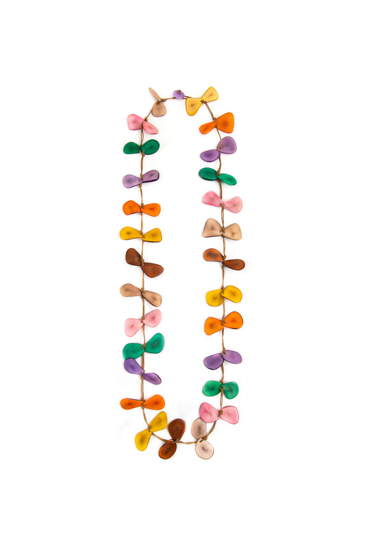 rainbow tagua bean necklace
