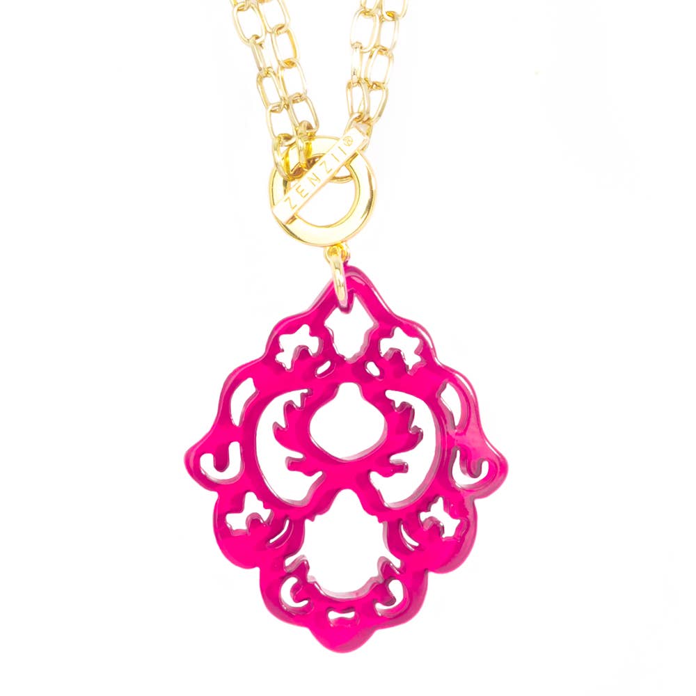 abstract hot pink necklace charm