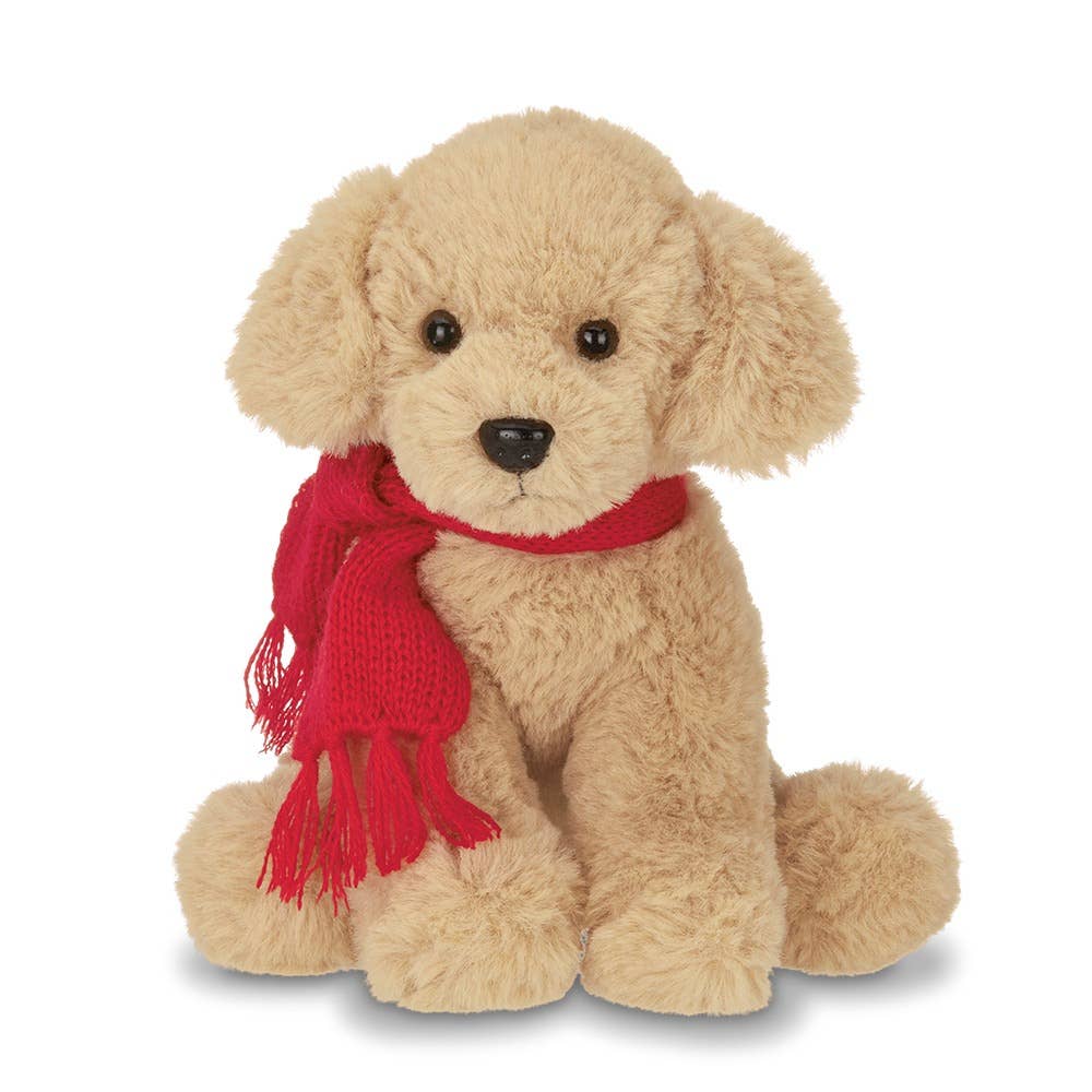 brown dog stuffed animal against a white backdrop