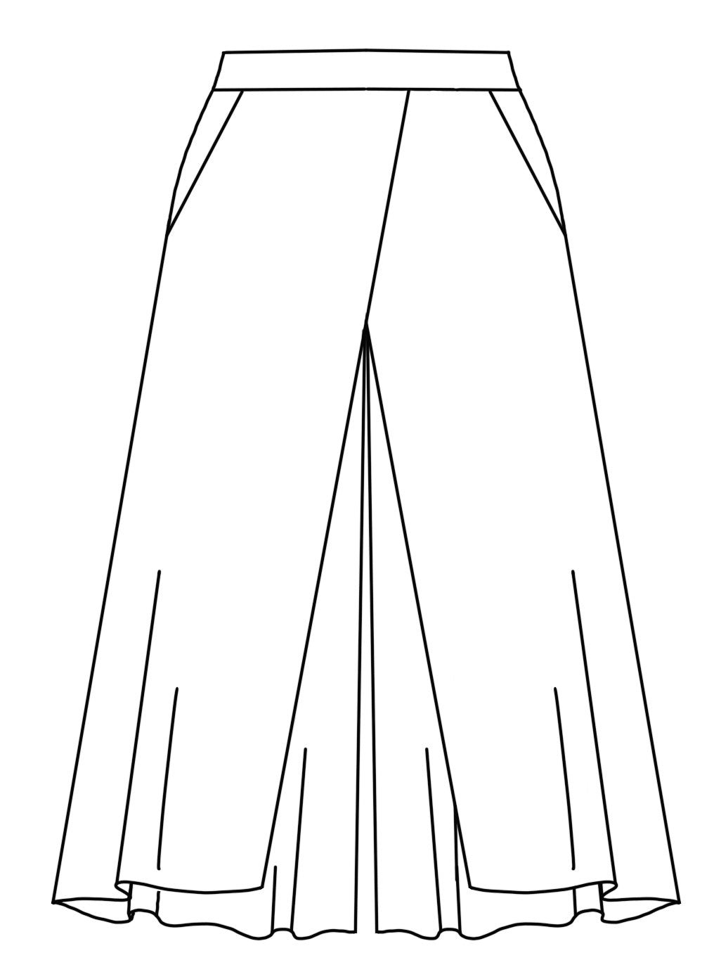 flat drawing of pants with a front overlay