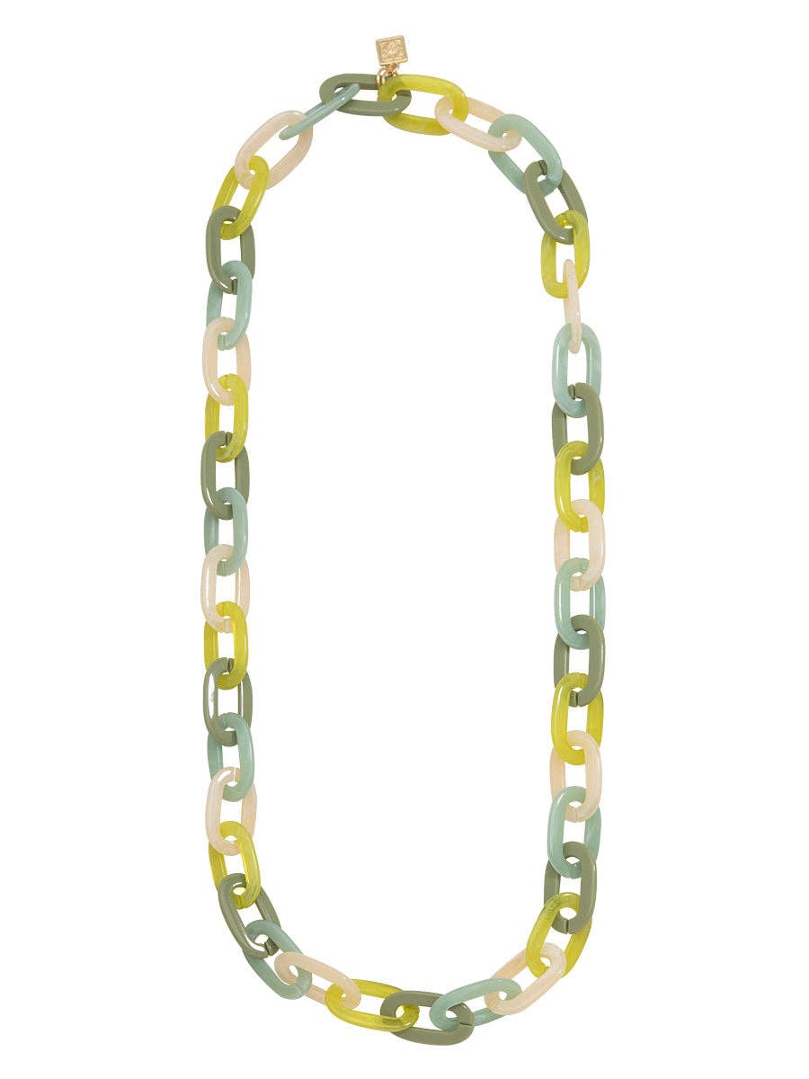 green/tan chain link necklace