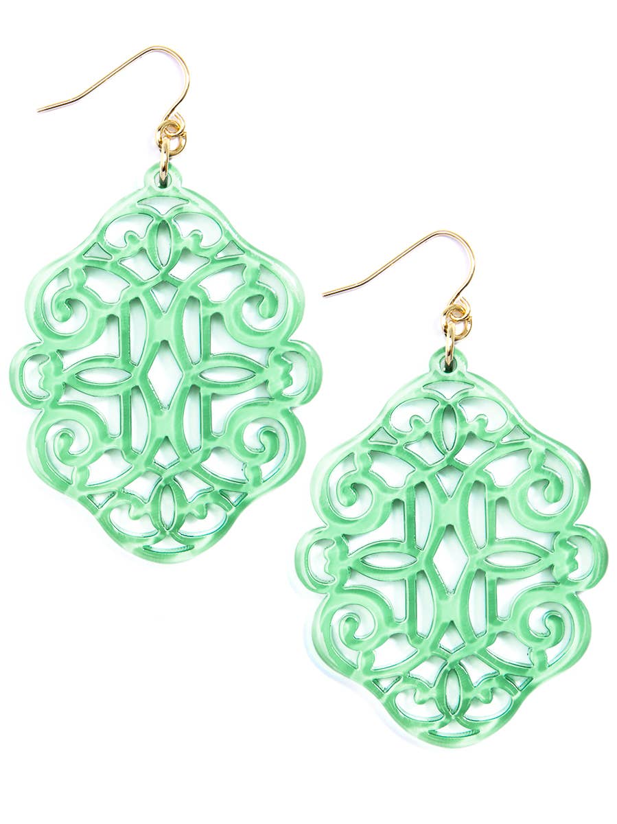 mint abstract dangly earrings