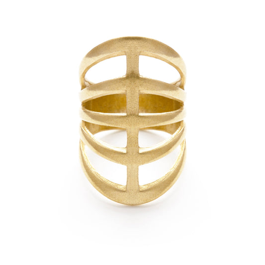 abstract gold ring with line design