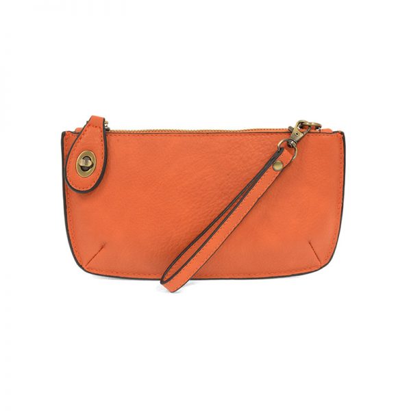 orange colored wristlet bag