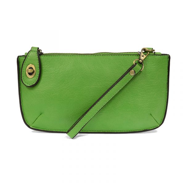 bright green colored wristlet bag