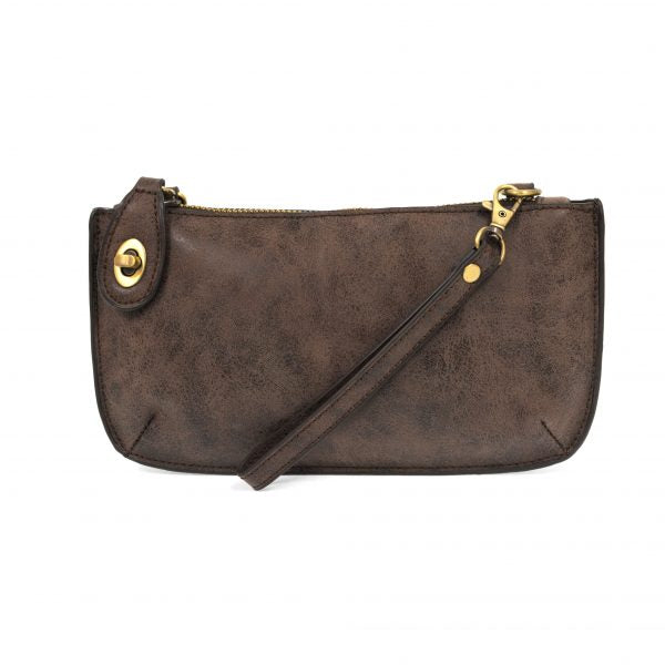 brown colored wristlet bag