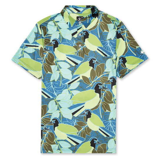 bird printed men's golf shirt