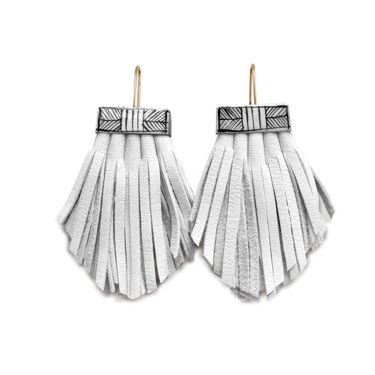 silver chunky fringe earrings
