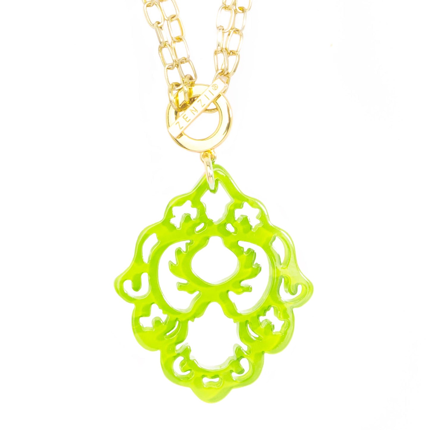 abstract lime green necklace charm