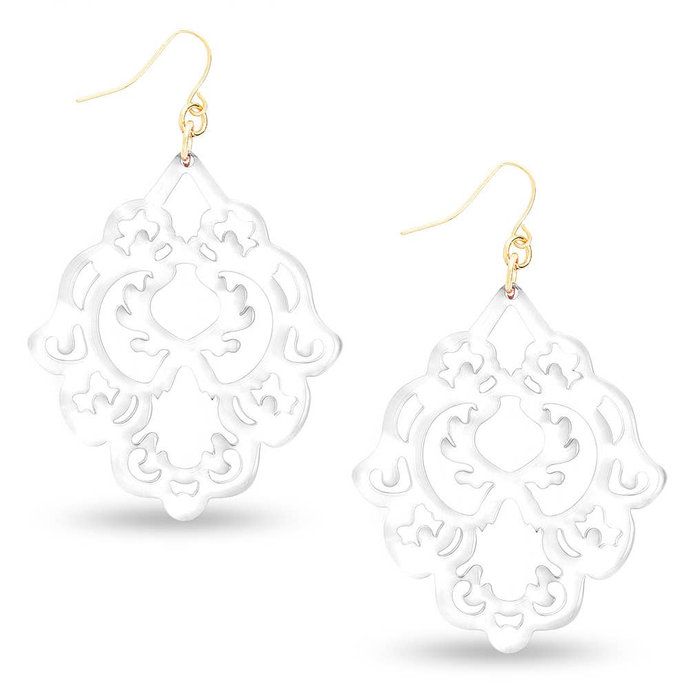 white swirl design dangle earring