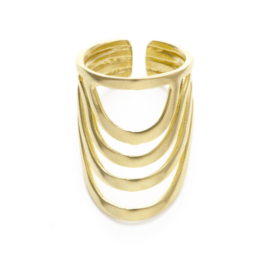 gold ring with arch design across band