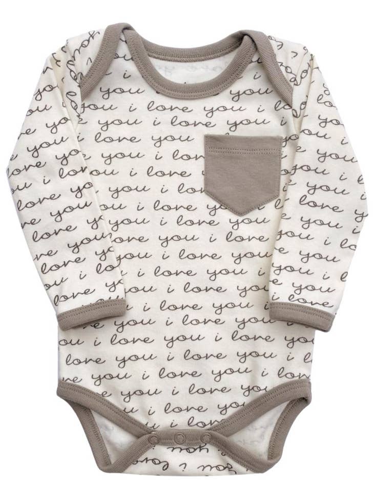 baby onesie with "i love you" print