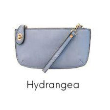 hydrangea color wristlet bag