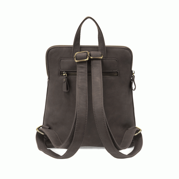 back view of charcoal grey color backpack