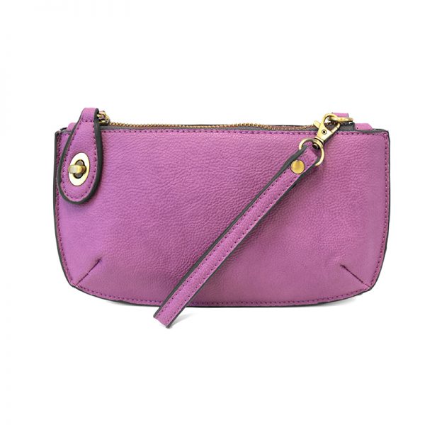 purple colored wristlet bag