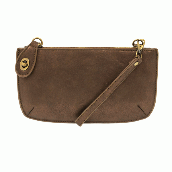 brown colored wristlet bag