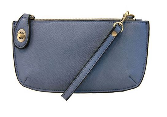 periwinkle colored wristlet bag