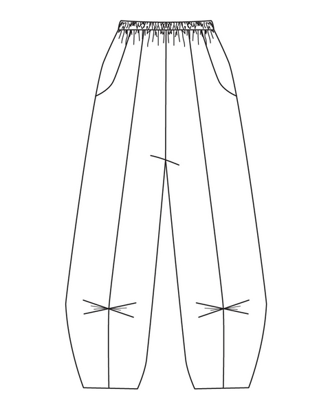 line drawing of a pant with pinch please near hemline.