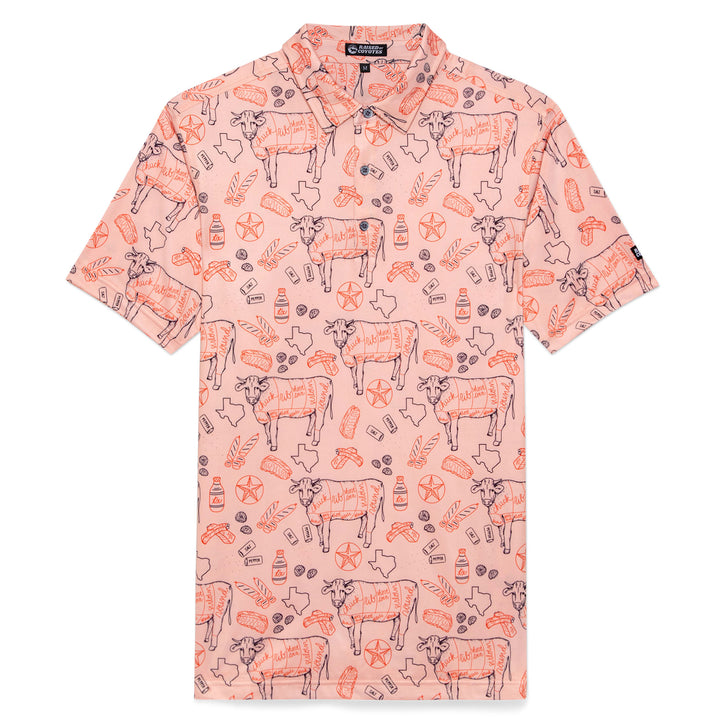 peach-colored cow print men's shirt