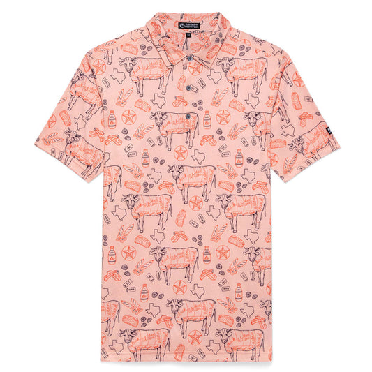 peach-colored cow print men's shirt