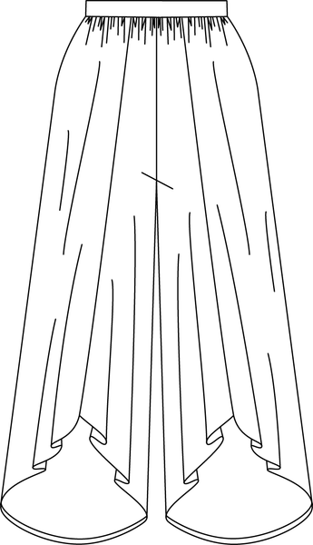 drawing of a wide leg pant with a faux wrap
